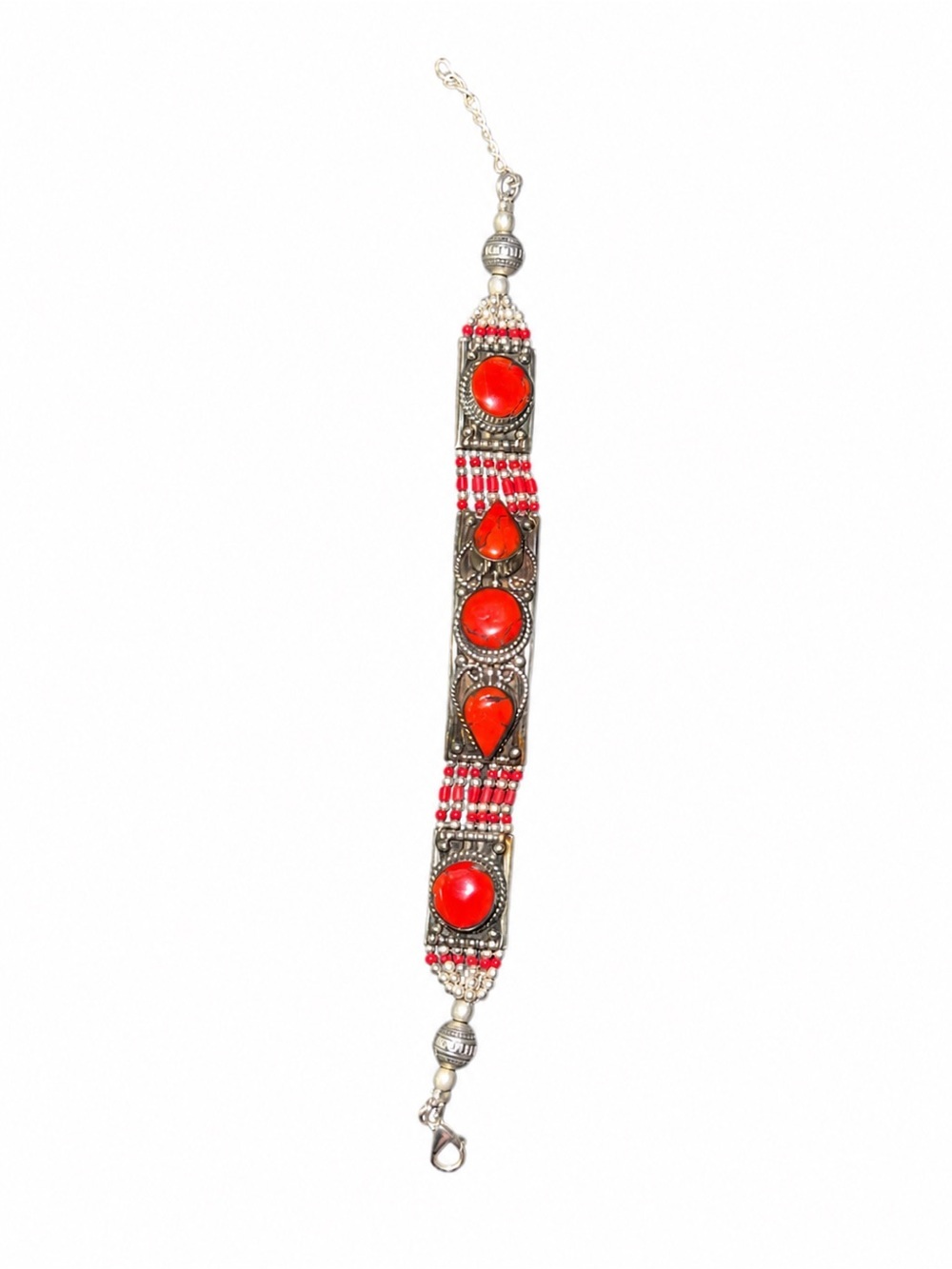 Red Stone Beaded Women's Bracelet